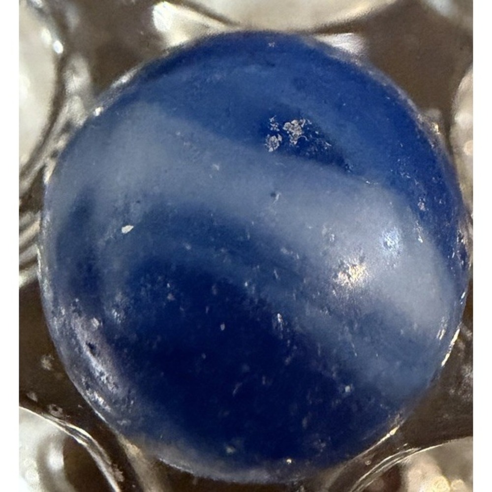 Vintage Cobalt Blue White Slag Swirl Glass Marble .60" 5/8" Machine Made